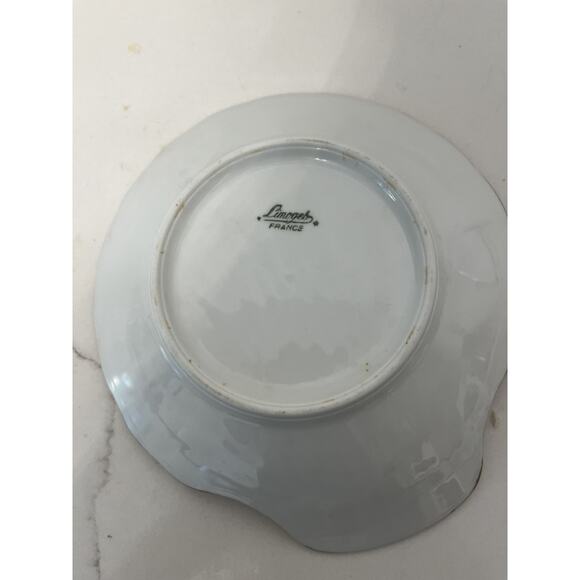 Limoges France Porcelain Seashell Candy Trinket Dish Gold Trim Leaf Floral Vtg - Picture 3 of 3